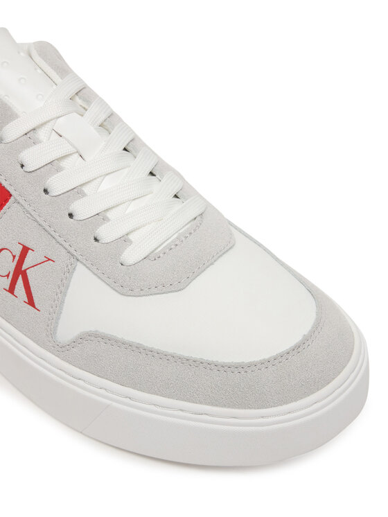 Calvin Klein Сникърси Calvin Klein Mixed Texture Lace Up Cupsole Trainers YM0YM01395 Бял