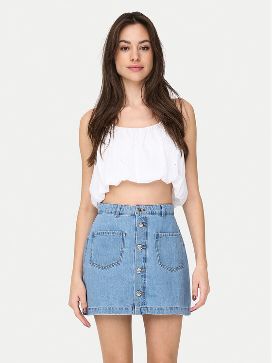 ONLY ONLY Топ Lou 15342566 Білий Cropped Fit