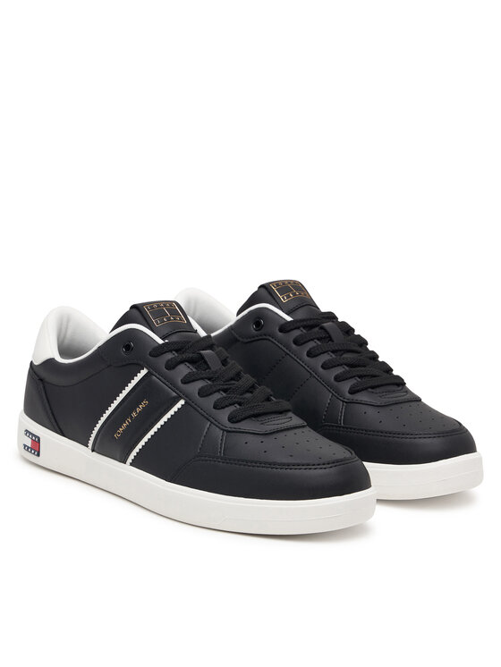 Tommy Jeans Sneakers Tommy Jeans Lightweight Flag Leather Court EM0EM01758 Negru