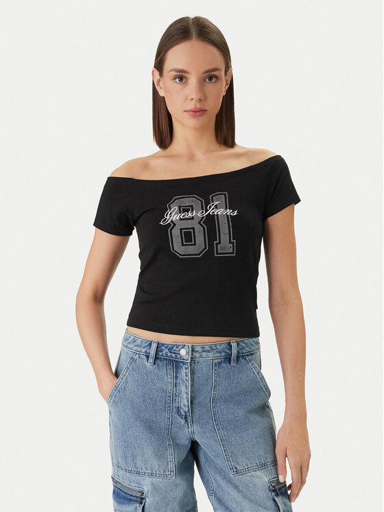 Guess Jeans Guess Jeans Футболка W6GI07 J1314 Чорний Regular Fit