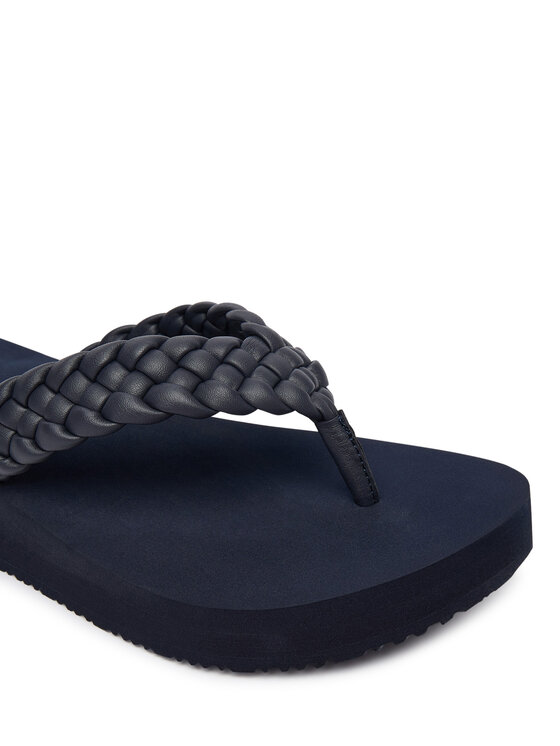 Tommy Hilfiger Джапанки Tommy Hilfiger Th Wedge Cornrow Beach Sandal FW0FW09037 Тъмносин
