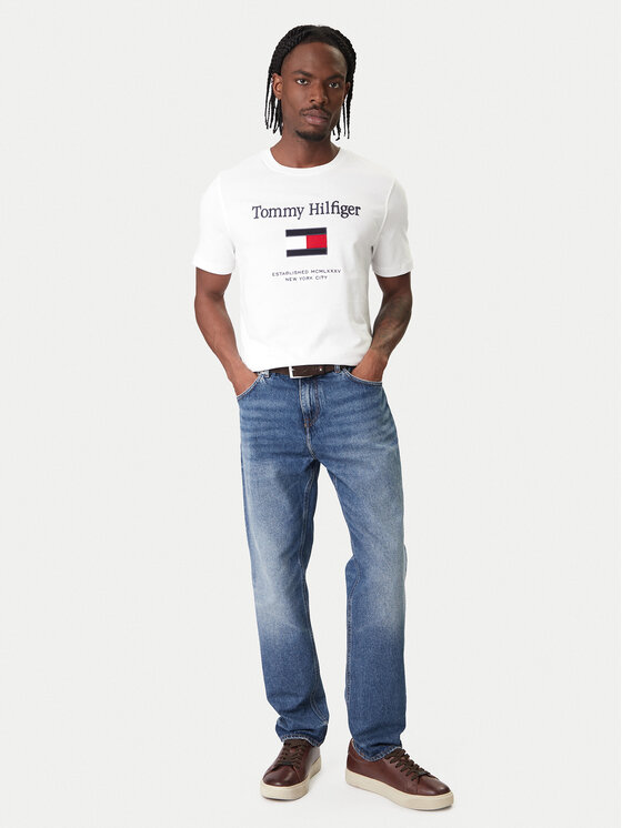 Tommy Hilfiger Tommy Hilfiger Camiseta Embro Flag MW0MW42736 Blanco Regular Fit