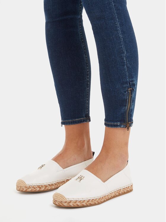 Tommy Hilfiger Espadrillas Tommy Hilfiger Th Leather Flat Espadrille FW0FW07720 Écru