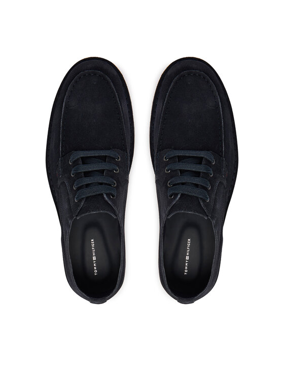 Tommy Hilfiger Półbuty Tommy Hilfiger Stitchdown Suede Derby FM0FM05841 Granatowy
