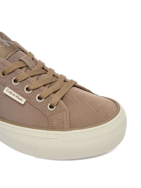 Calvin Klein Tenisice Calvin Klein Vulc Flatform Lace Up Moire YW0YW02012 Smeđa