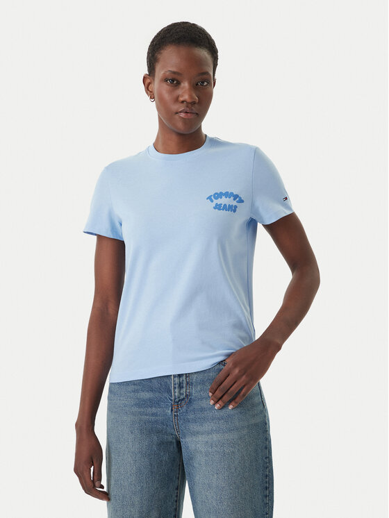 Tommy Jeans Tommy Jeans Camiseta Bubble Logo DW0DW22310 Celeste Regular Fit