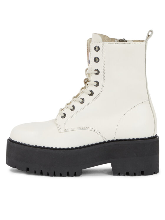 Tommy Jeans Боти Tommy Jeans Tjw Boot Zip Up EN0EN02305 Бял