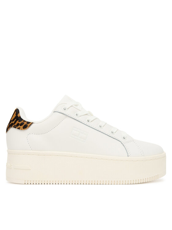 Tommy Jeans Sneakersy Tommy Jeans Tjw Flatform Leopard Sneaker EN0EN02930 Biały