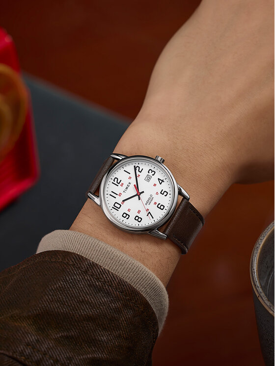 Timex Ročna ura Timex Easy Reader Classic TW2Y12600 Rjava