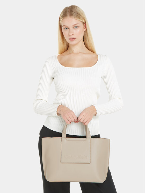 Calvin Klein Rankinė Calvin Klein Ck Set Tote Medium K60K611077 Smėlio