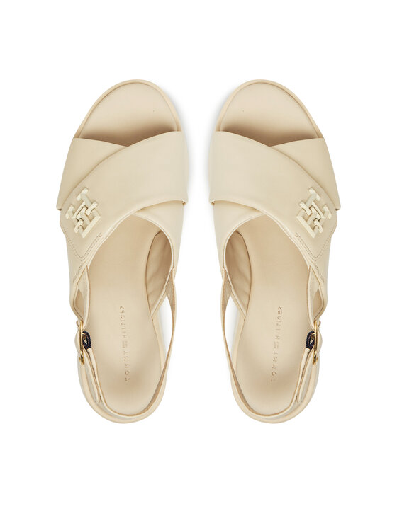 Tommy Hilfiger Sandály Tommy Hilfiger Th Logo Hw Padded Leather Sandal FW0FW08808 Béžová