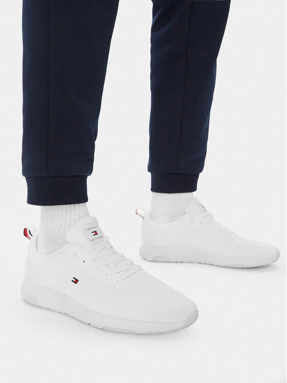 Tommy Hilfiger Sneakersy Tommy Hilfiger Corporate Knit Rib Runner FM0FM02838 Biały