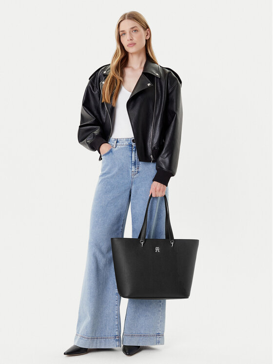 Tommy Hilfiger Torebka Tommy Hilfiger Th Emblem Tote AW0AW15178 Czarny