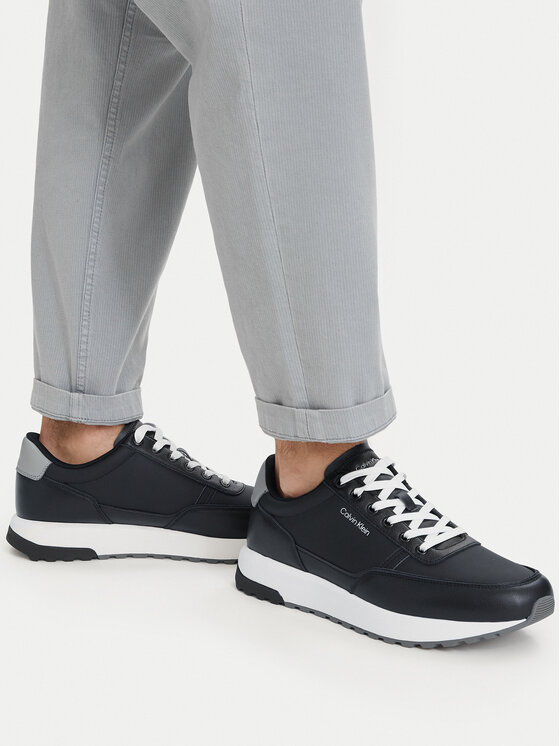 Calvin Klein Sneakersy Calvin Klein City Runner Laceup Lth Mix HM0HM02214 Czarny