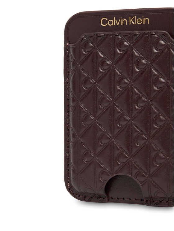 Calvin Klein Custodie per carte di credito Calvin Klein Aop Leather Magnetic Card Case LV04F1100G Bordeaux