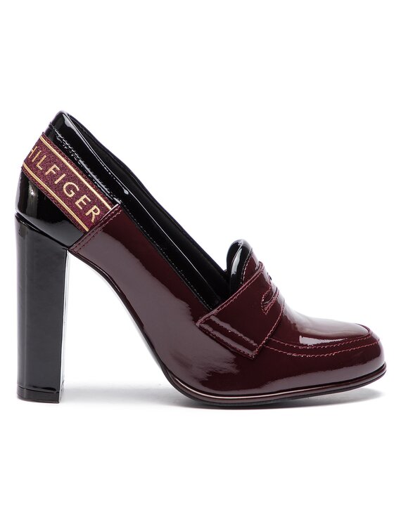 Tommy Hilfiger Nizki čevlji Tommy Hilfiger Iconic Patent Loafer FW0FW04003 Bordo rdeča