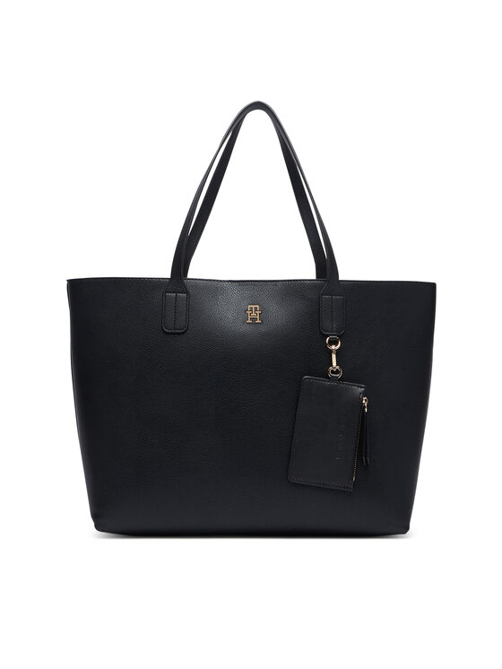 Tommy Hilfiger Дамска чанта Tommy Hilfiger Th Icon Tote AW0AW18724 Черен