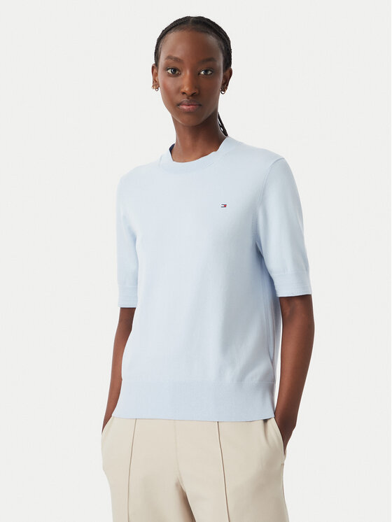 Tommy Hilfiger Tommy Hilfiger Pulover WW0WW49705 Modra Slim Fit