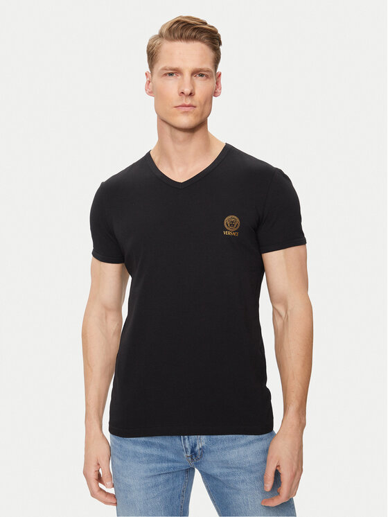 Versace Versace Комплект футболок AU10193 Чорний Slim Fit