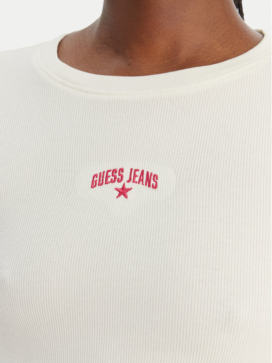 Guess Jeans Guess Jeans Camiseta W6GPZ3 KA0H1 Écru Slim Fit