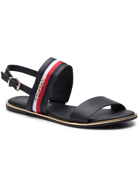 Tommy Hilfiger Szandál Tommy Hilfiger Flat Sandal Corporate Ribbon FW0FW04049 Sötétkék