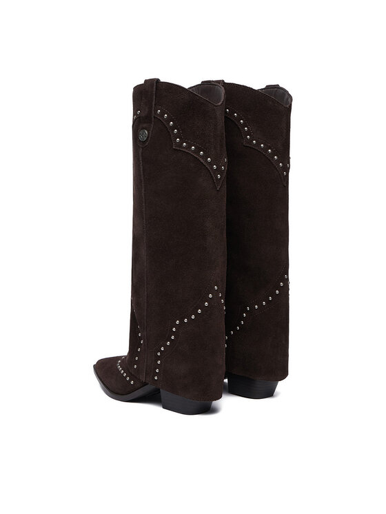 Guess Jeans Kozačky Guess Jeans EO-TS6356-01 Tmavě hnědá