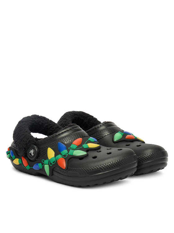 Crocs Šlepetės Crocs Classic Lined Holiday Lights Clog 212054 Juoda