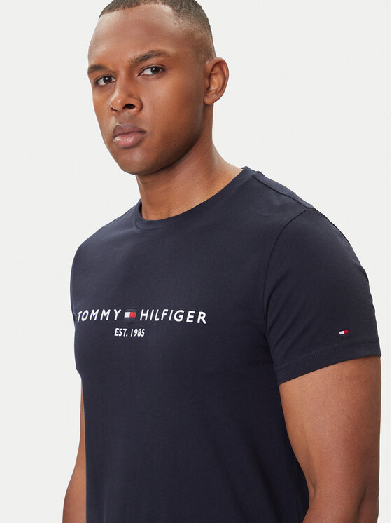 Tommy Hilfiger Tommy Hilfiger Majica Core Logo Tee MW0MW11465 Mornarsko modra Slim Fit