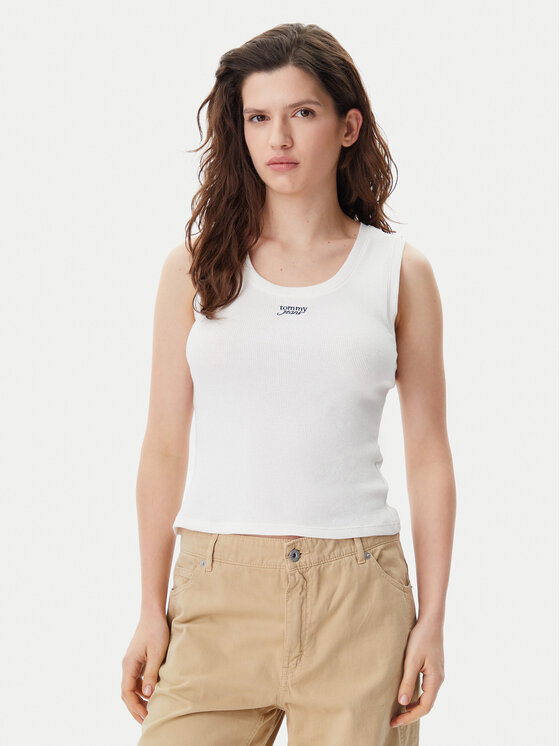 Tommy Jeans Tommy Jeans Top DW0DW21369 Bianco Slim Fit