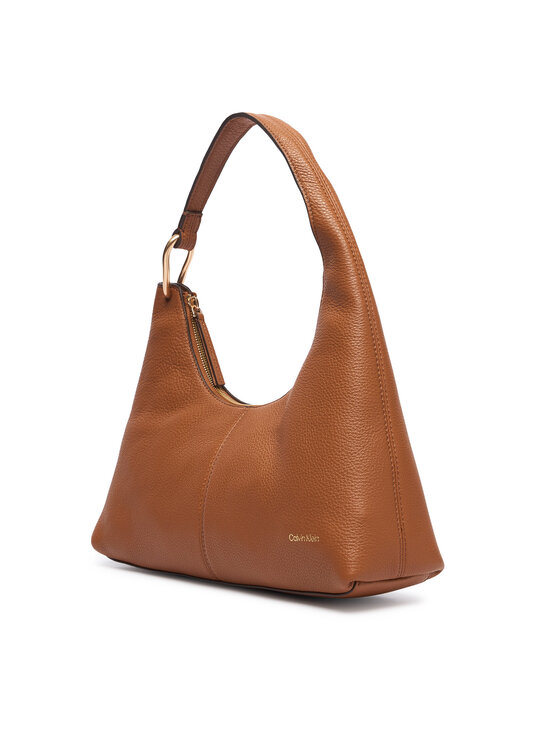 Calvin Klein Дамска чанта Calvin Klein Slouchy Leather Shoulder Bag LV04F3657G Светлокафяв