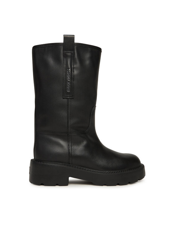 Tommy Jeans Botki Tommy Jeans Tjw Leather Mid Tubular Boot EN0EN02834 Czarny