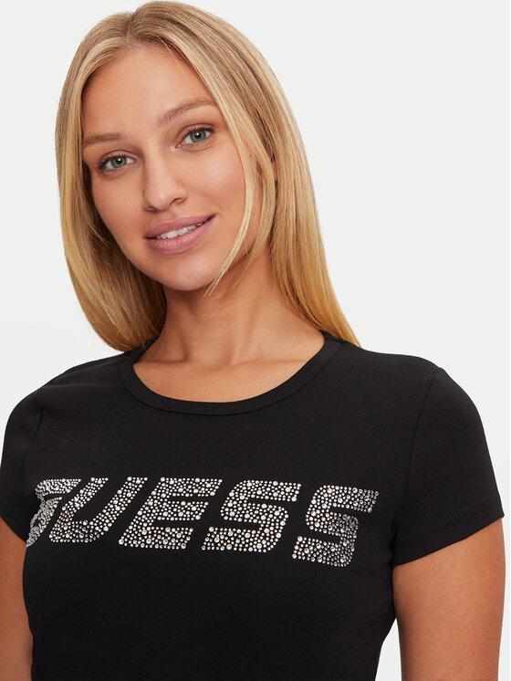 Guess Guess Футболка V4BI16 KCIV1 Чорний Regular Fit