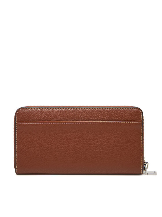 Portfel pokazany z tyłu, widoczny prosty korpus i suwak u góry.