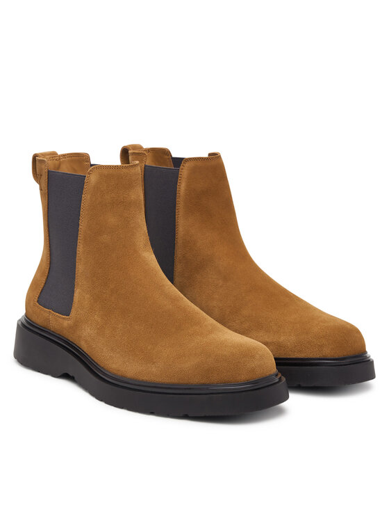 Calvin Klein Kotníková obuv s elastickým prvkem Calvin Klein Combat Ess Chelsea Boot Su YM0YM01372 Hnědá
