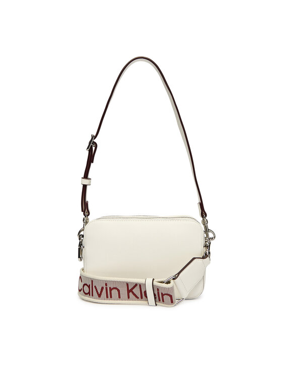 Calvin Klein Ročna torba Calvin Klein Webbing Double Strap Camera Bag LV04F3165G Bela