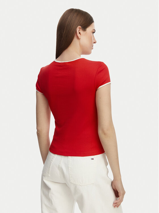 Tommy Hilfiger Tommy Hilfiger Camiseta WW0WW49245 Rojo Slim Fit