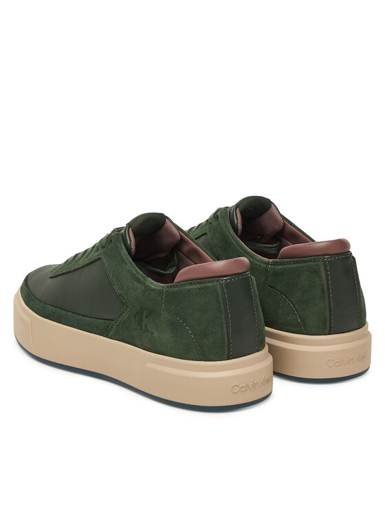 Calvin Klein Snīkeri Calvin Klein Basket Cupsole Laceup Lth-Nu YM0YM01354 Zaļš