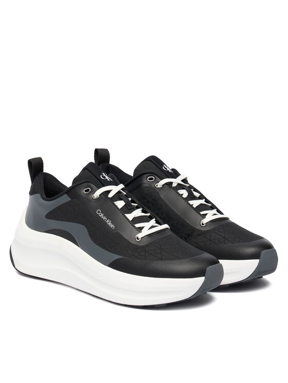 Calvin Klein Sneakersy Calvin Klein Chunky Runner Laceup Mix Aop YW0YW02077 Čierna