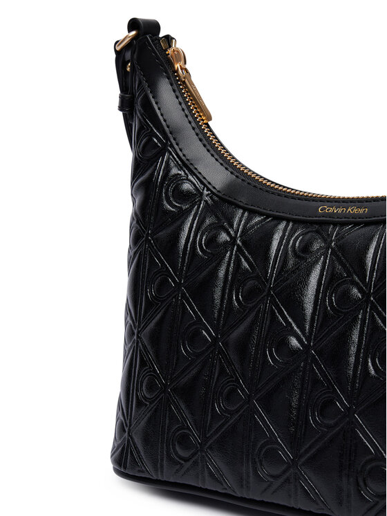 Calvin Klein Дамска чанта Calvin Klein Emblem Aop Debossed Shoulder Bag LV04F3874G Черен