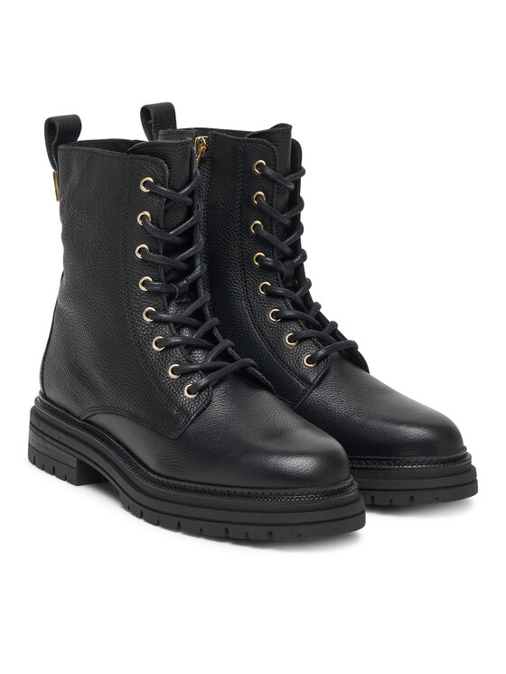 Tommy Hilfiger Gležnjarji Tommy Hilfiger Th Plaque Pebble Lace Boot Warm FW0FW08767 Črna