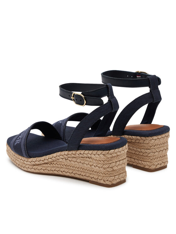 Tommy Hilfiger Espadrile Tommy Hilfiger Tommy Hilfiger Espad Mid Wedge FW0FW08805 Bleumarin