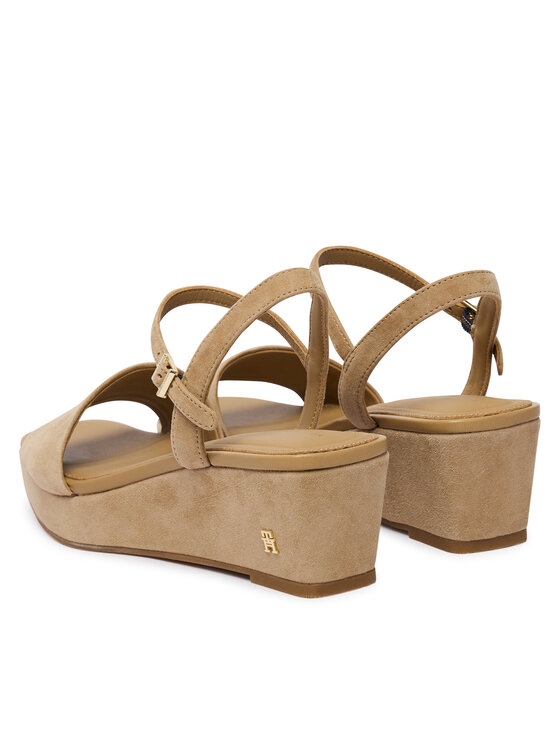 Tommy Hilfiger Sandale Tommy Hilfiger Suede Wrapped Mid Wedge FW0FW09235 Smeđa