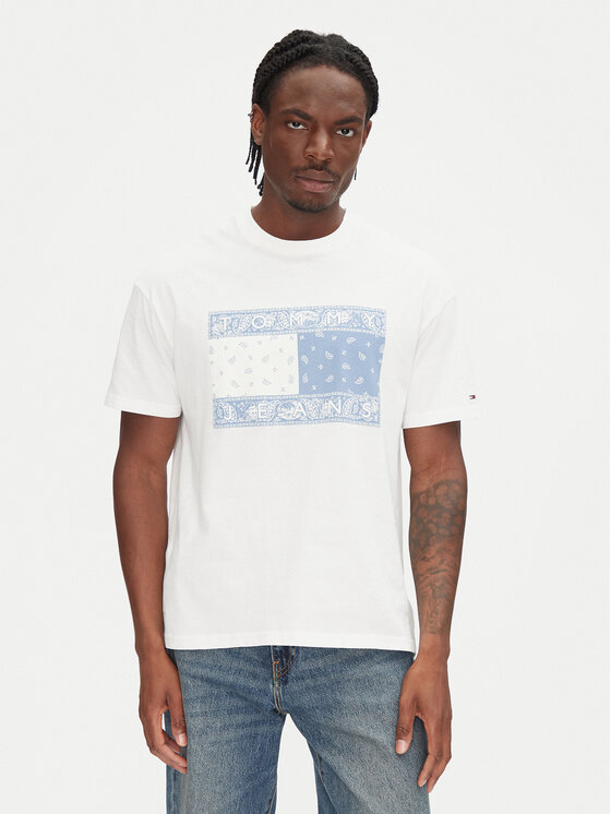 Tommy Jeans Tommy Jeans Camiseta Paisley Flag DM0DM20810 Écru Relaxed Fit