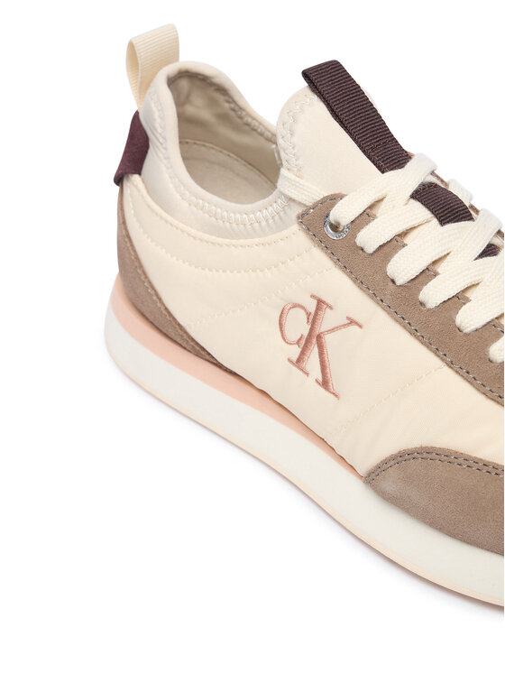 Calvin Klein Laisvalaikio batai Calvin Klein Retro Runner Lace Up Sock YW0YW02060 Kreminė