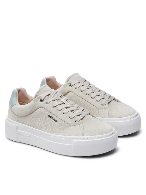 Calvin Klein Sneakersy Calvin Klein Flatform Cup Lace Up W/Ml HW0HW02282 Béžová