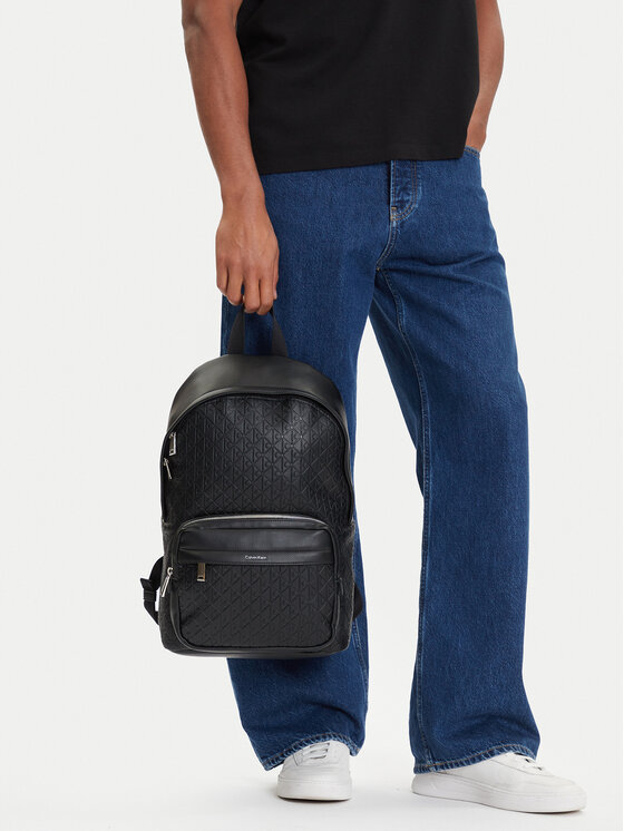 Calvin Klein Mugursoma Calvin Klein Emblem Emboss Round Backpack LV04D3202G Melns