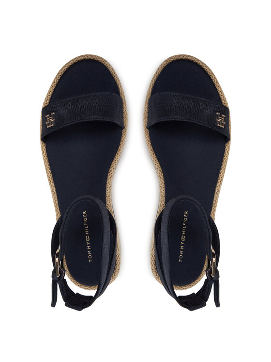 Tommy Hilfiger Sandály Tommy Hilfiger Linen Flatform FW0FW07748 Tmavomodrá