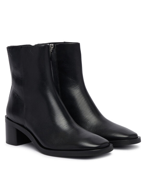 Calvin Klein Polokozačky Calvin Klein Block Heel Ank Boot Lth HW0HW03220 Černá