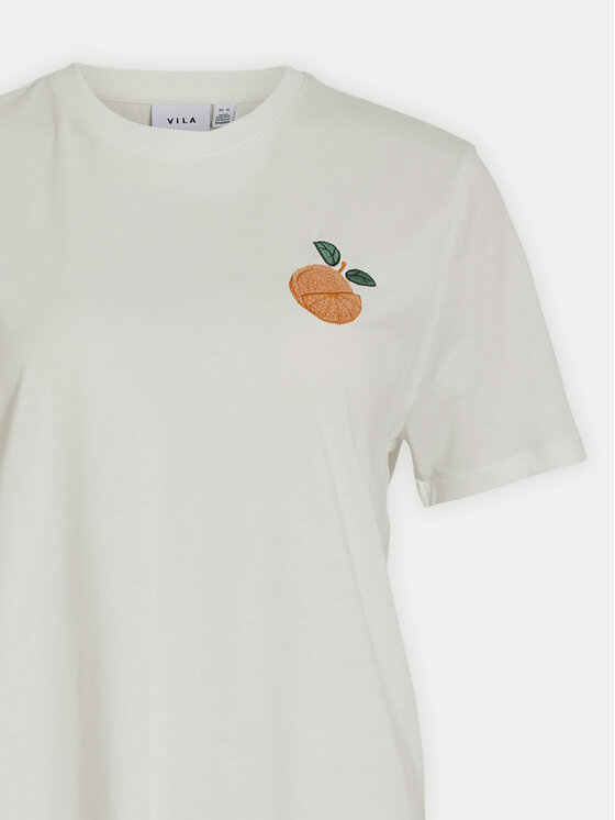 Vila Vila T-Shirt Sybil 14097443 Λευκό Regular Fit