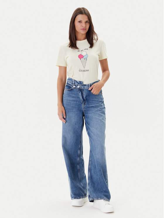 ONLY ONLY Футболка Fun Life 15349901 Жовтий Regular Fit
